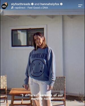 SlyFox Threads Mom Life Rocker Sweatshirt Slate Blue XL NWOT Oversized Fleece
